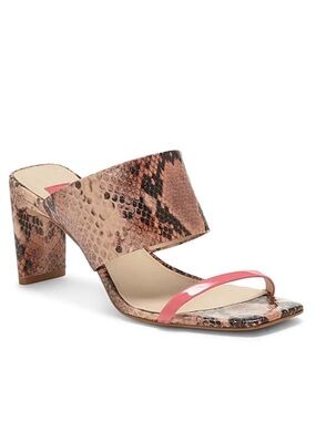 Louise et Cie "Lula" Slip On Sandal Heel Pink Snake Print Leather Square Toe 8